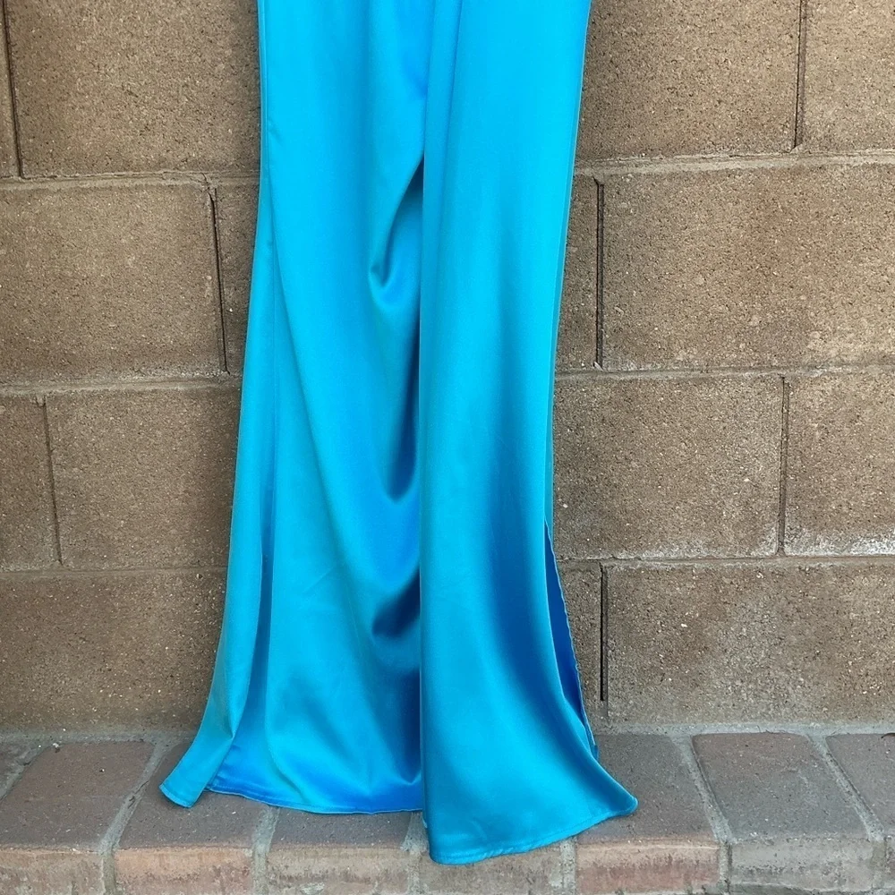 NWT Lulu’s Ethereal Excellence Teal Satin Pleated Strapless Maxi Dress M & XXL